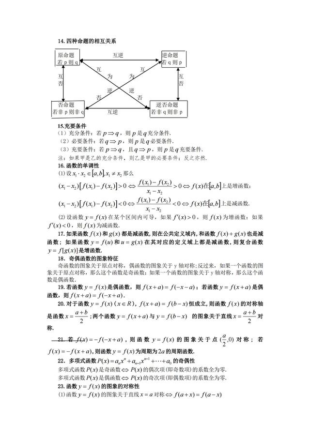 高二数学知识点及公式必修五（高二数学知识点及公式手写）